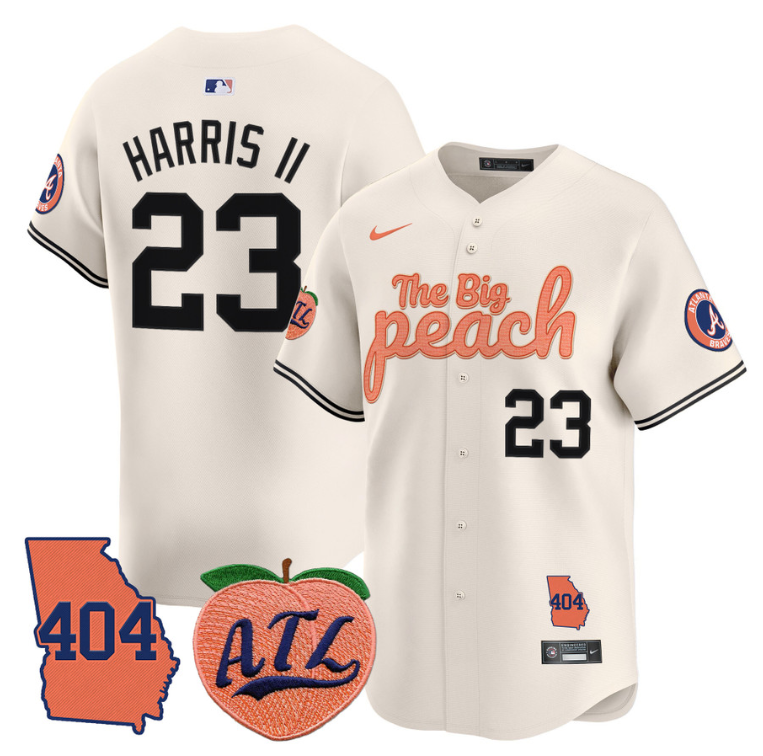 Michael Harris II Jersey #23 Atlanta Braves 404 & The Big Peach Premier Limited Stitched Cream