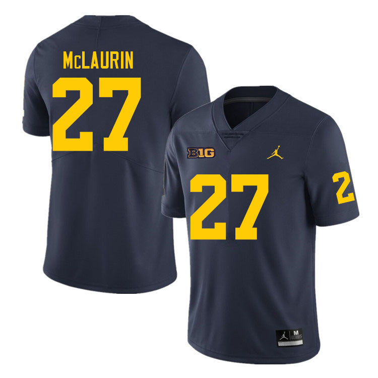 Michigan Wolverines Tyler McLaurin Jersey #27 College Football Game Navy