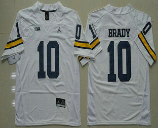 Michigan Wolverines #10 Tom Brady White Stitched NCAA Brand Jordan College Football Jersey