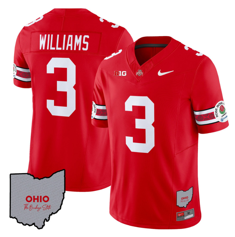 Miyan Williams Jersey #3 Ohio State Rose Bowl Patch Football V3 Red