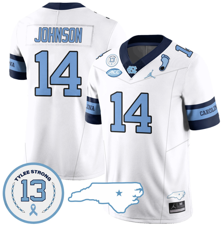 Max Johnson Jersey #14 North Carolina Tar Heels Vapor College Football Stitched Alternate White