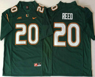 Miami Hurricanes #20 Ed Reed Green Stitched NCAA College Football Jersey
