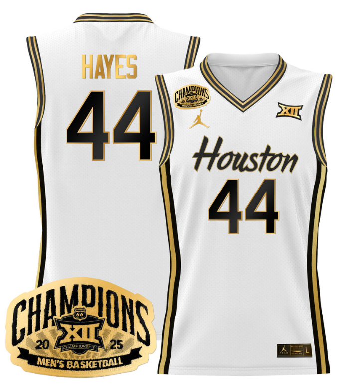 Men Elvin Hayes Jersey #44 Houston Cougar 2025 Big 12 Champions White Gold