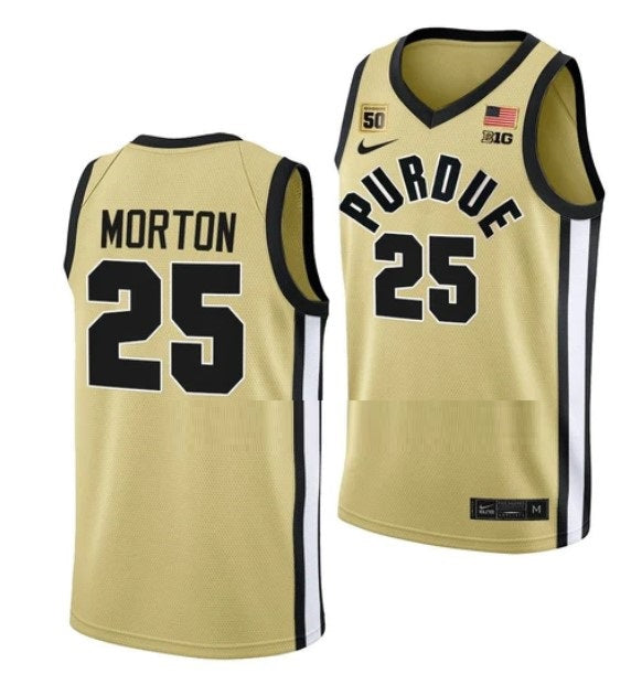 Men's #25 Ethan Morton Jersey Purdue Boilermakers College Basketball Jerseys White 2022