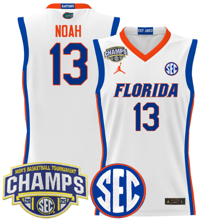 Men Joakim Noah Jersey #13 Florida Gators 2025 SEC Champions Stitched White