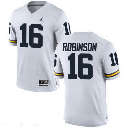 Michigan Wolverines #16 Denard Robinson Retired White Stitched College Football Brand Jordan NCAA Jersey
