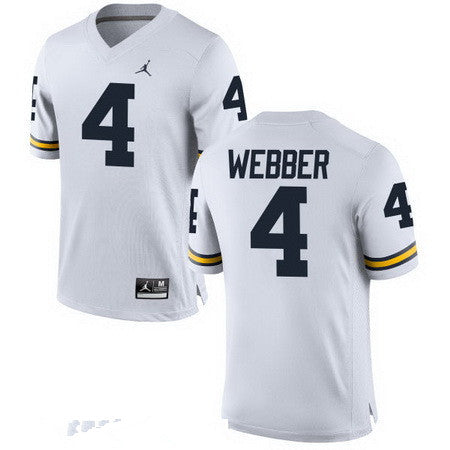 Michigan Wolverines #4 Chirs Webber Retired White Stitched College Football Brand Jordan NCAA Jersey
