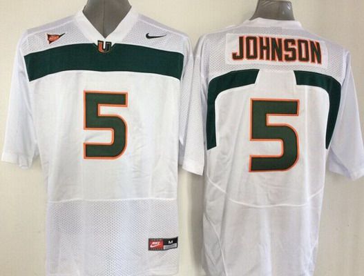 Miami Hurricanes #5 Andre Johnson White NCAA Football Jersey