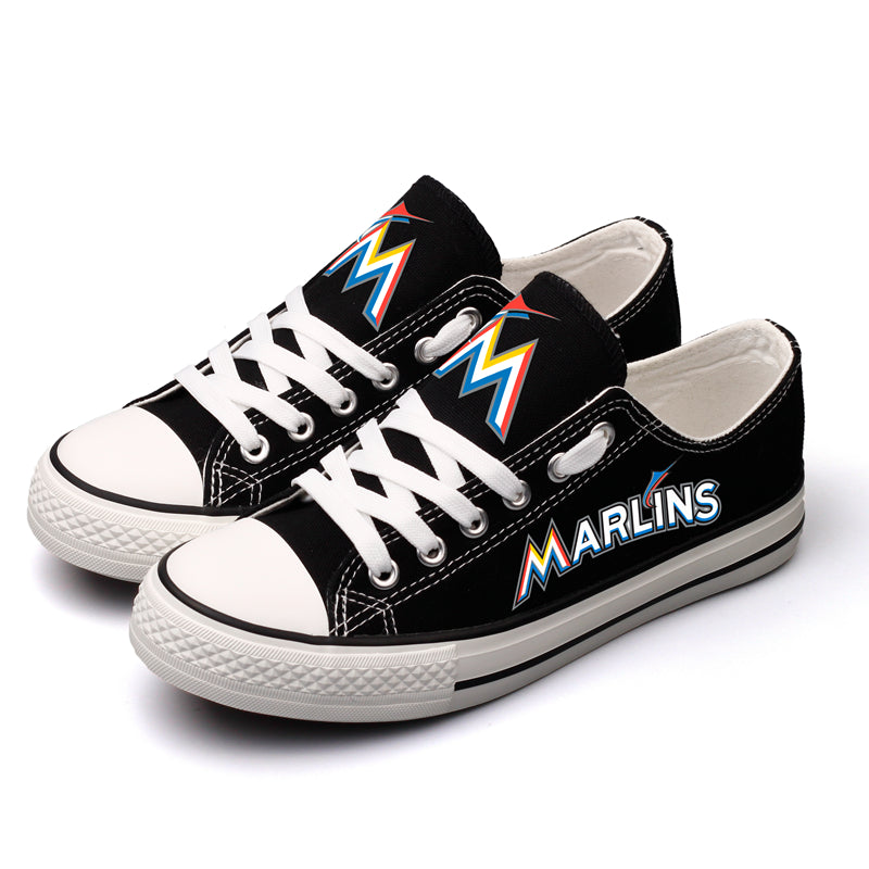 Miami Marlins Limited Print MLB Baseball Fans Low Top Canvas Shoes Sport Sneakers T-DJ112H