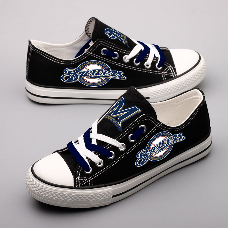 Milwaukee Brewers Limited Print MLB Baseball Fans Low Top Canvas Shoes Sport Sneakers T-DAC134H