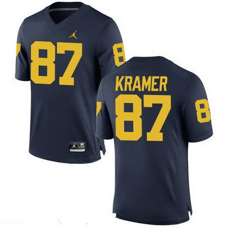 Michigan Wolverines #87 Ron Kramer Retired Navy Blue Stitched College Football Brand Jordan NCAA Jersey