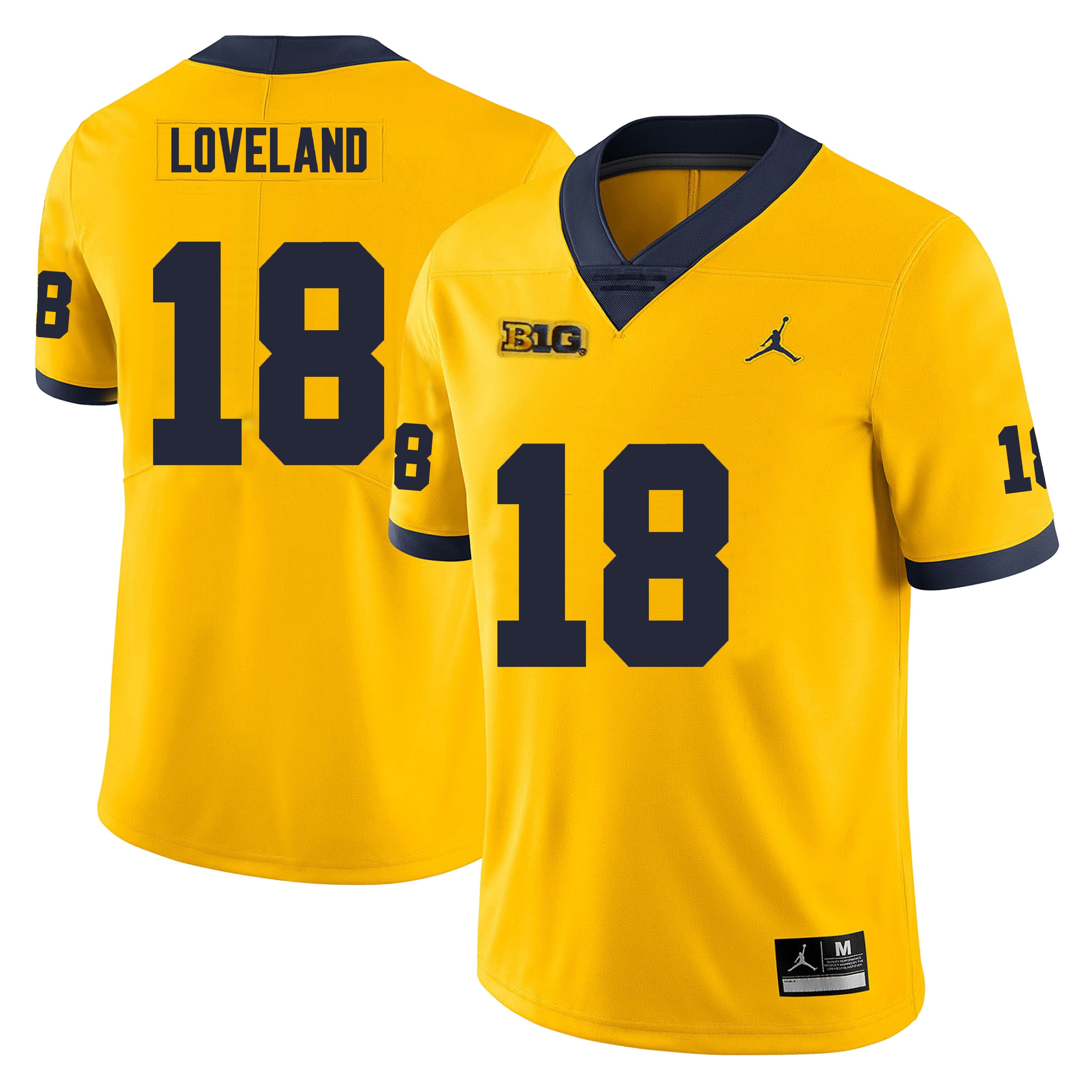 Michigan Wolverines Colston Loveland Jersey #18 College Football Game Yellow