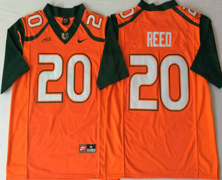 Miami Hurricanes #20 Ed Reed Orange Stitched NCAA College Football Jersey