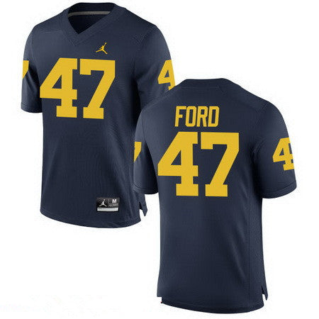 Michigan Wolverines #47 Gerald Ford Navy Blue Stitched College Football Brand Jordan NCAA Jersey