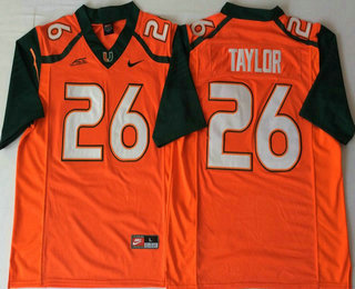 Men's Miami Hurricanes #26 Sean Taylor Orange Stitched NCAA College Football Jersey