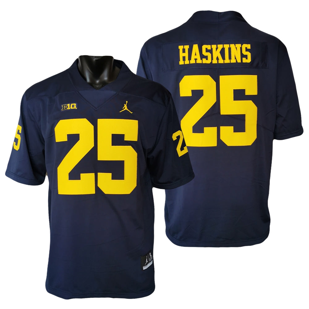 Michigan Wolverines Hassan Haskins Jersey #25 College Football Game Navy