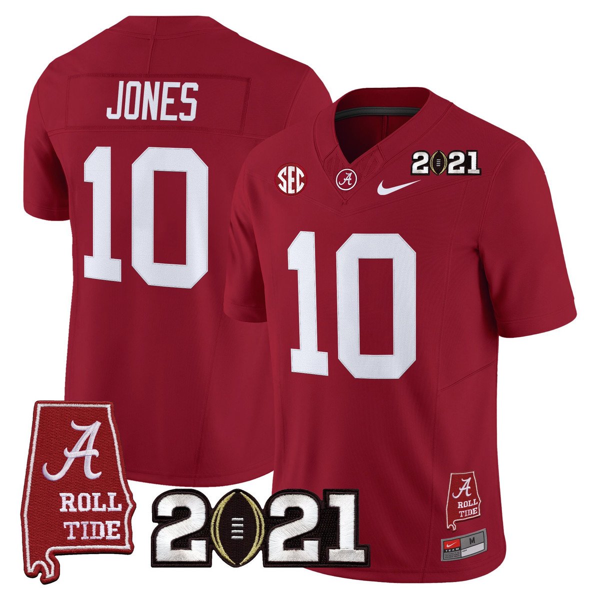 Mac Jones Jersey #10 Alabama 2021 CFP Championship Alabama Map Crimson