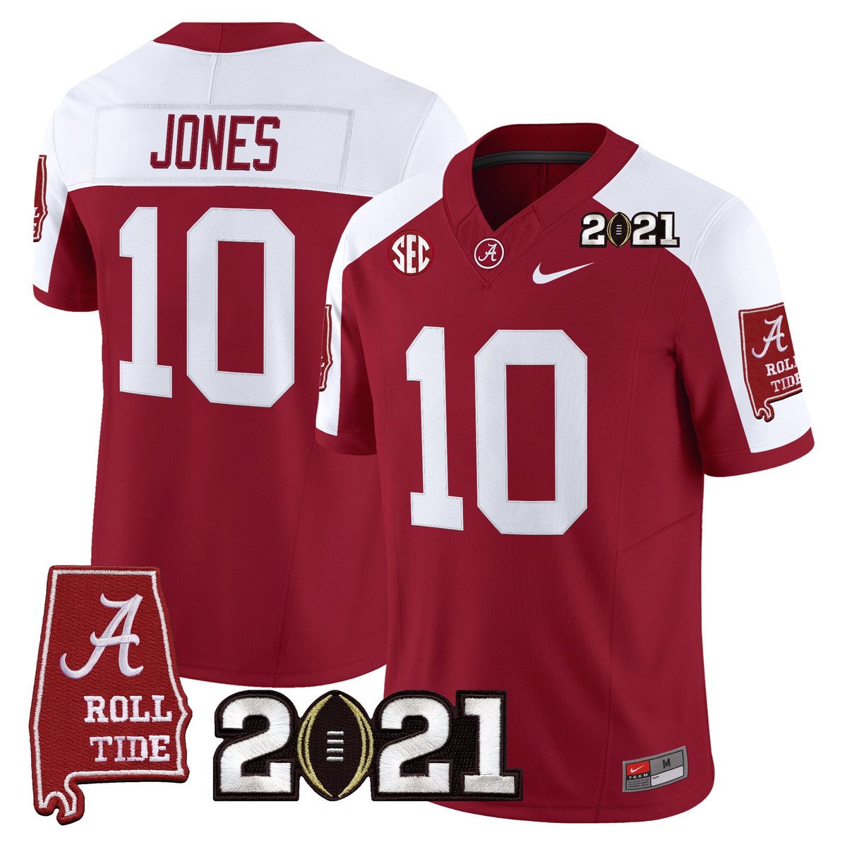 Mac Jones Jersey #10 Alabama 2021 CFP Championship Alabama Map Crimson Alter
