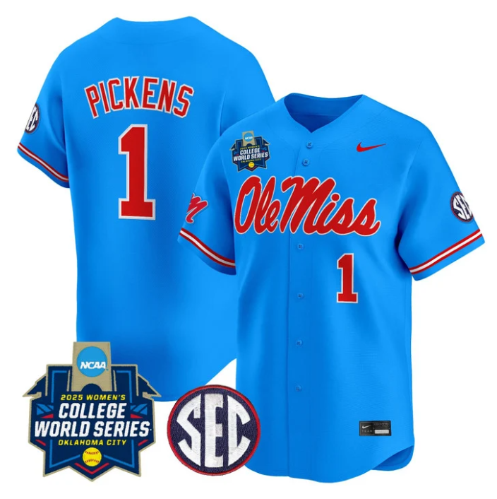 Mackenzie Pickens Jersey #1 Ole Miss Rebels Softball 2025 World Series Blue
