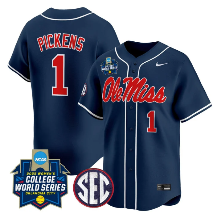Mackenzie Pickens Jersey #1 Ole Miss Rebels Softball 2025 World Series Navy