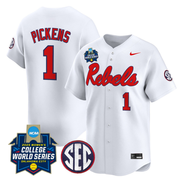 Mackenzie Pickens Jersey #1 Ole Miss Rebels Softball 2025 World Series White