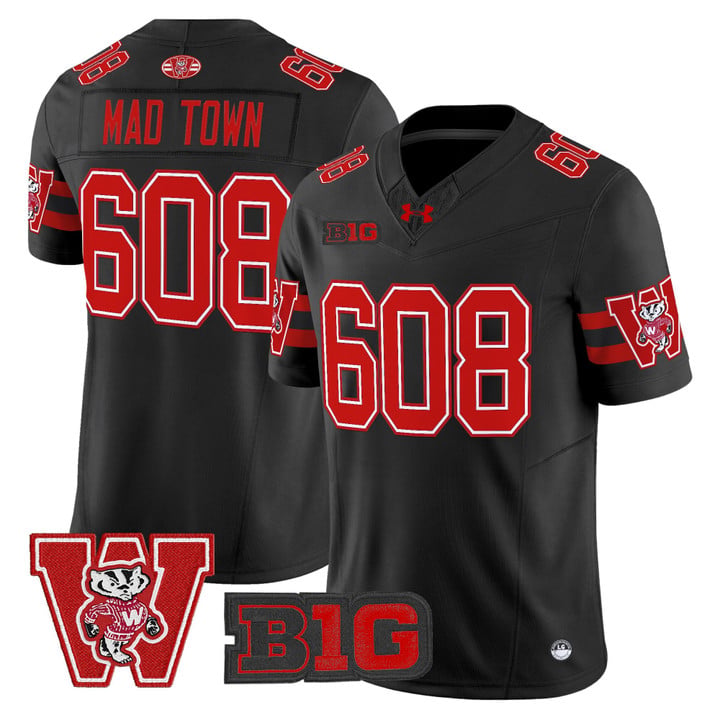 Mad Town Jersey #608 Wisconsin Badgers Throwback Stitched Black
