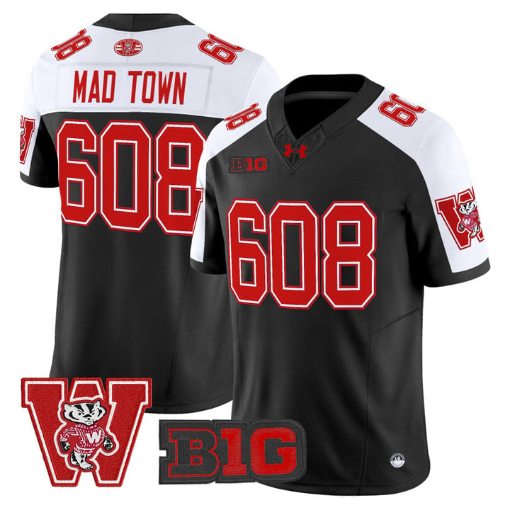 Mad Town Jersey #608 Wisconsin Badgers Throwback Stitched Black Alter