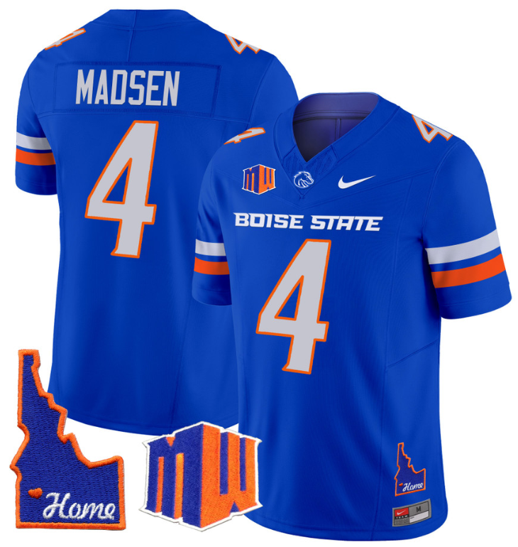 Maddux Madsen Jersey #4 Boise State Broncos 2024 Home Patch Vapor Football Royal