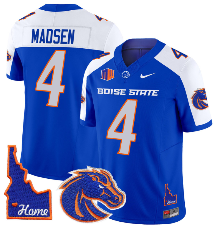 Maddux Madsen Jersey #4 Boise State Broncos 2024 Home Patch Vapor Football Royal Alternate