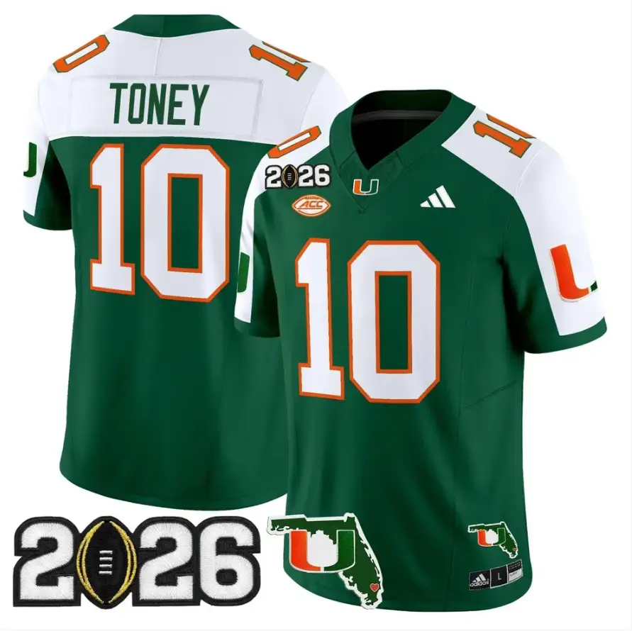 Malachi Toney Jersey #10 Miami Hurricanes 2026 CFP Final Patch Stitched