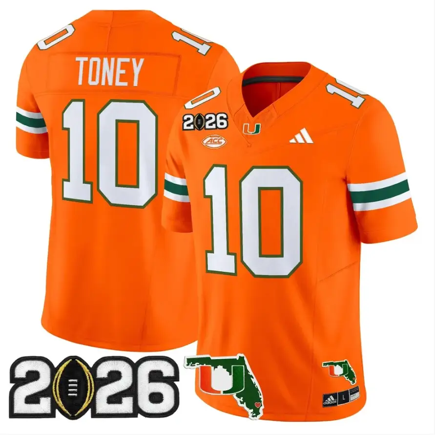 Malachi Toney Jersey #10 Miami Hurricanes 2026 CFP Final Patch Stitched
