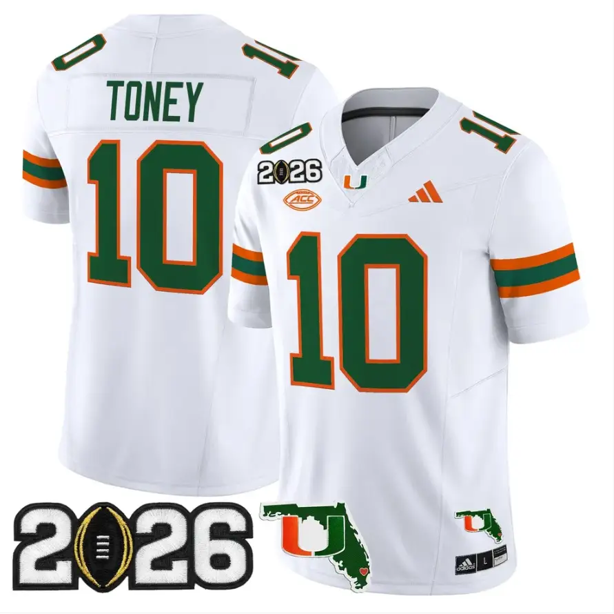 Malachi Toney Jersey #10 Miami Hurricanes 2026 CFP Final Patch Stitched