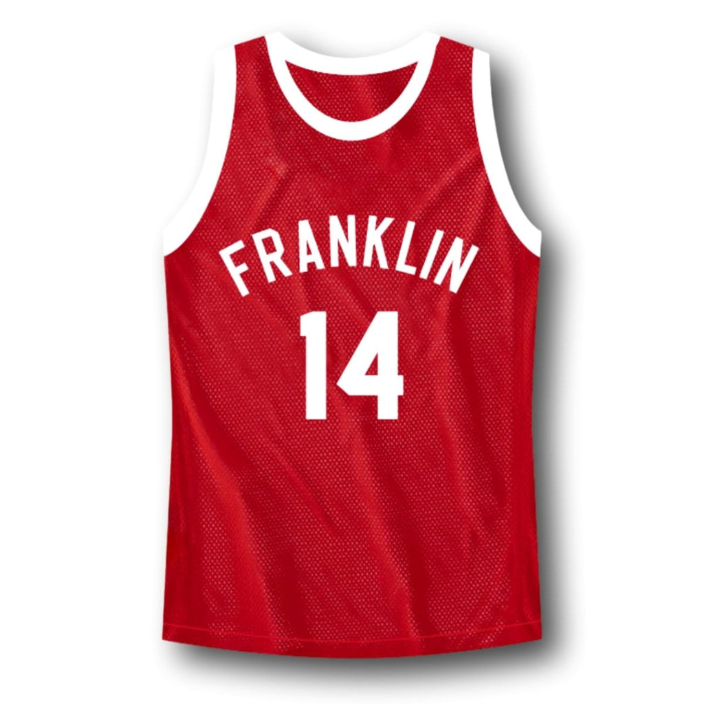 Manigault Jersey #14 Franklin High School Rebound Basketball Red