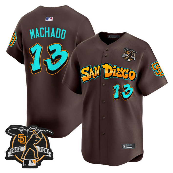 Manny Machado Jersey #13 San Diego Padres Graffiti Barrio Edition Stitched Brown