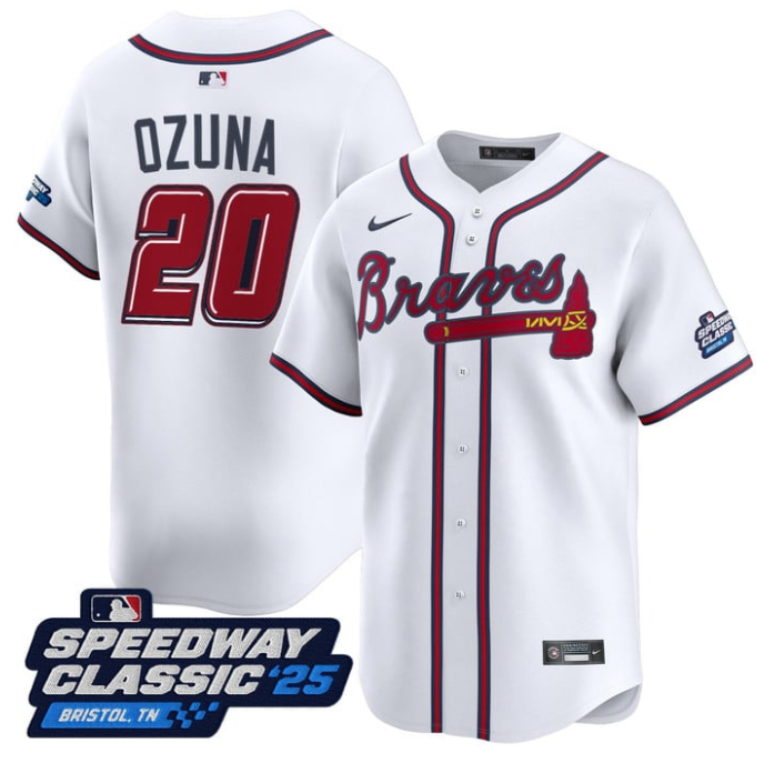 Marcell Ozuna Jersey #20 Atlanta Braves Speedway Classic Limited Stitched White