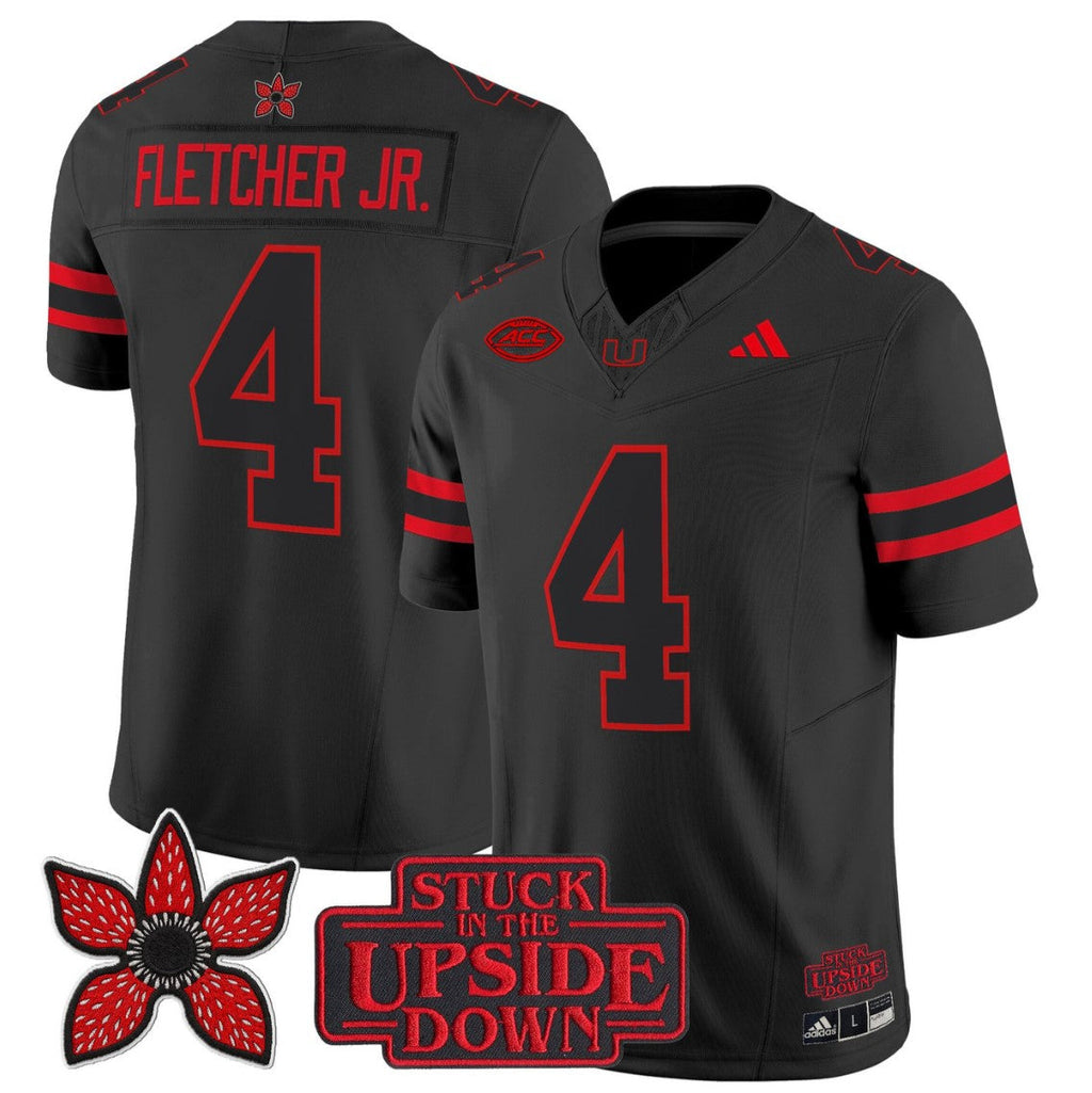 Mark Fletcher Jr Jersey #4 Miami Hurricanes Stranger Things Edition Stitched