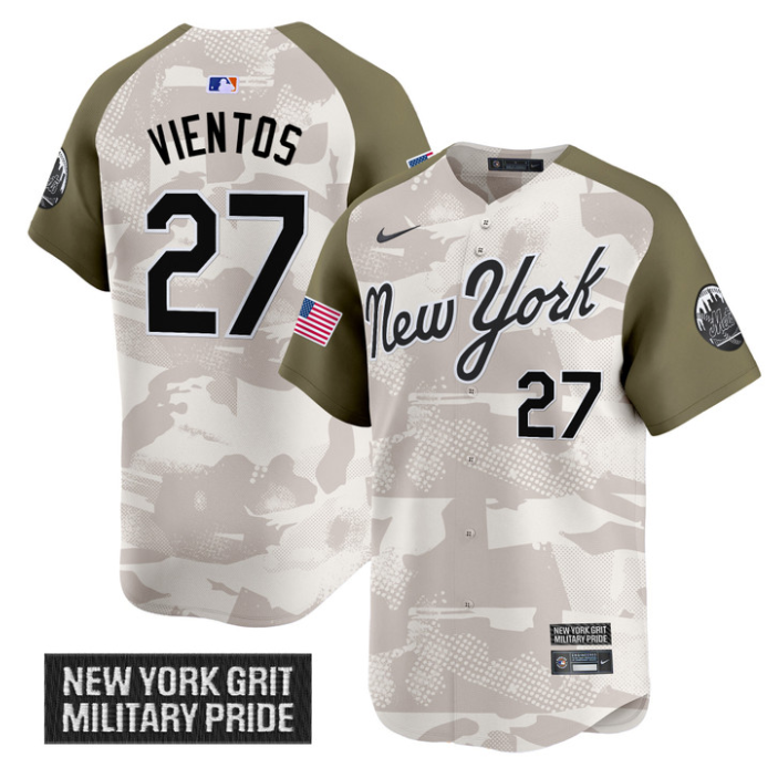 Mark Vientos Jersey #27 New York Mets 2025 Armed Forces Day Vapor Stitched Alternate