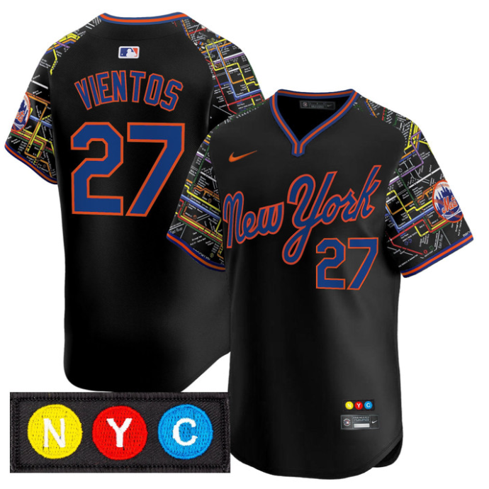 Mark Vientos Jersey #27 New York Mets Subway Style Vapor Premier Limited Stitched Black