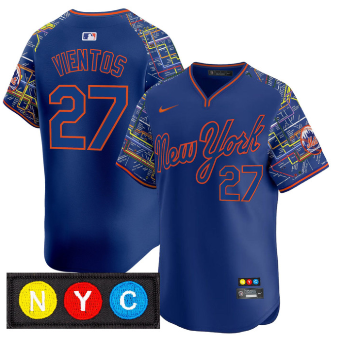 Mark Vientos Jersey #27 New York Mets Subway Style Vapor Premier Limited Stitched Royal