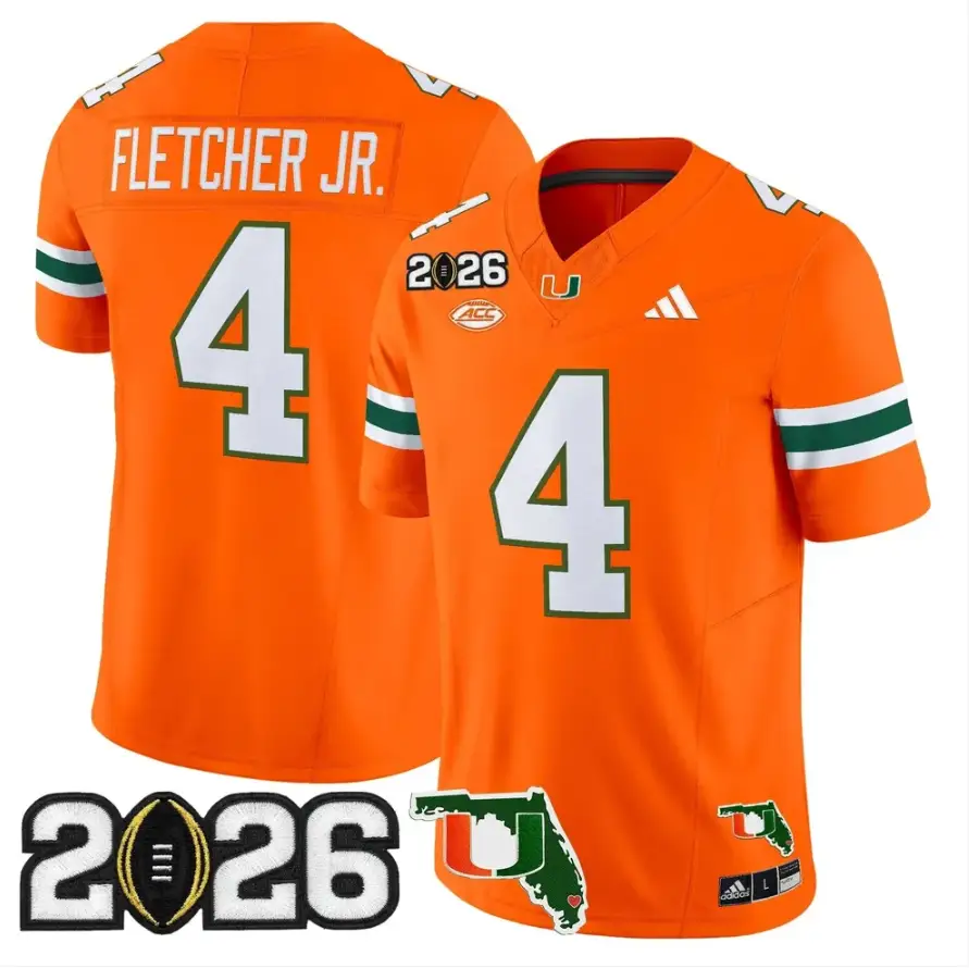 Mark Fletcher Jr Jersey #4 Miami Hurricanes 2026 CFP Final Stitched