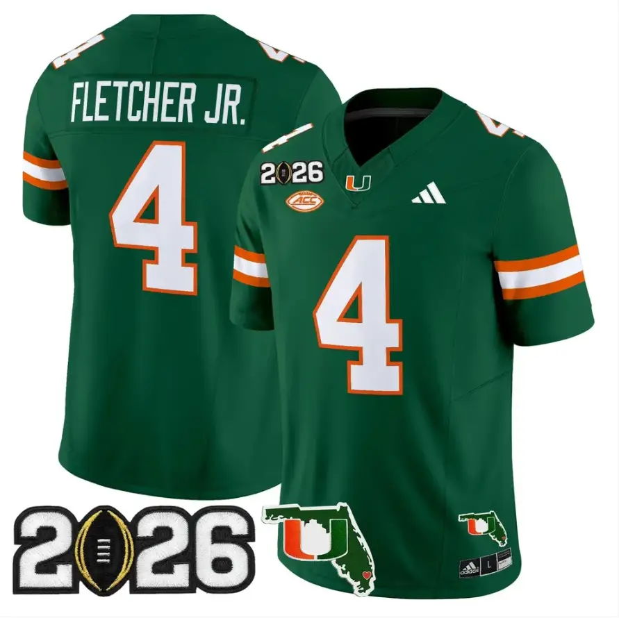 Mark Fletcher Jr Jersey #4 Miami Hurricanes 2026 CFP Final Stitched