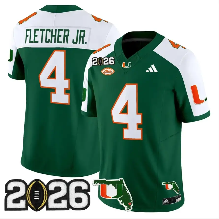 Mark Fletcher Jr Jersey #4 Miami Hurricanes 2026 CFP Final Stitched
