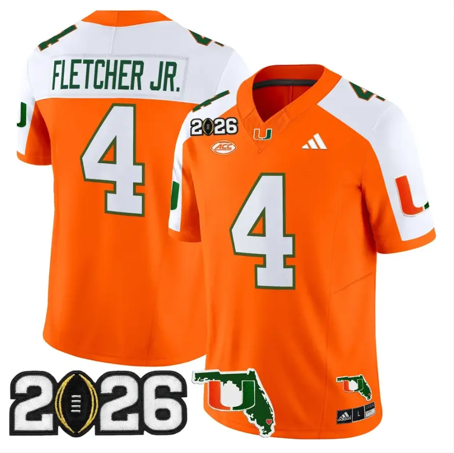 Mark Fletcher Jr Jersey #4 Miami Hurricanes 2026 CFP Final Stitched