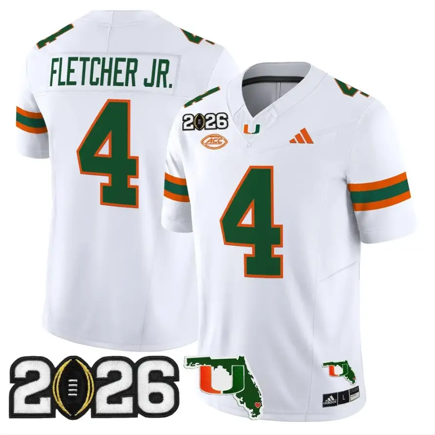 Mark Fletcher Jr Jersey #4 Miami Hurricanes 2026 CFP Final Stitched