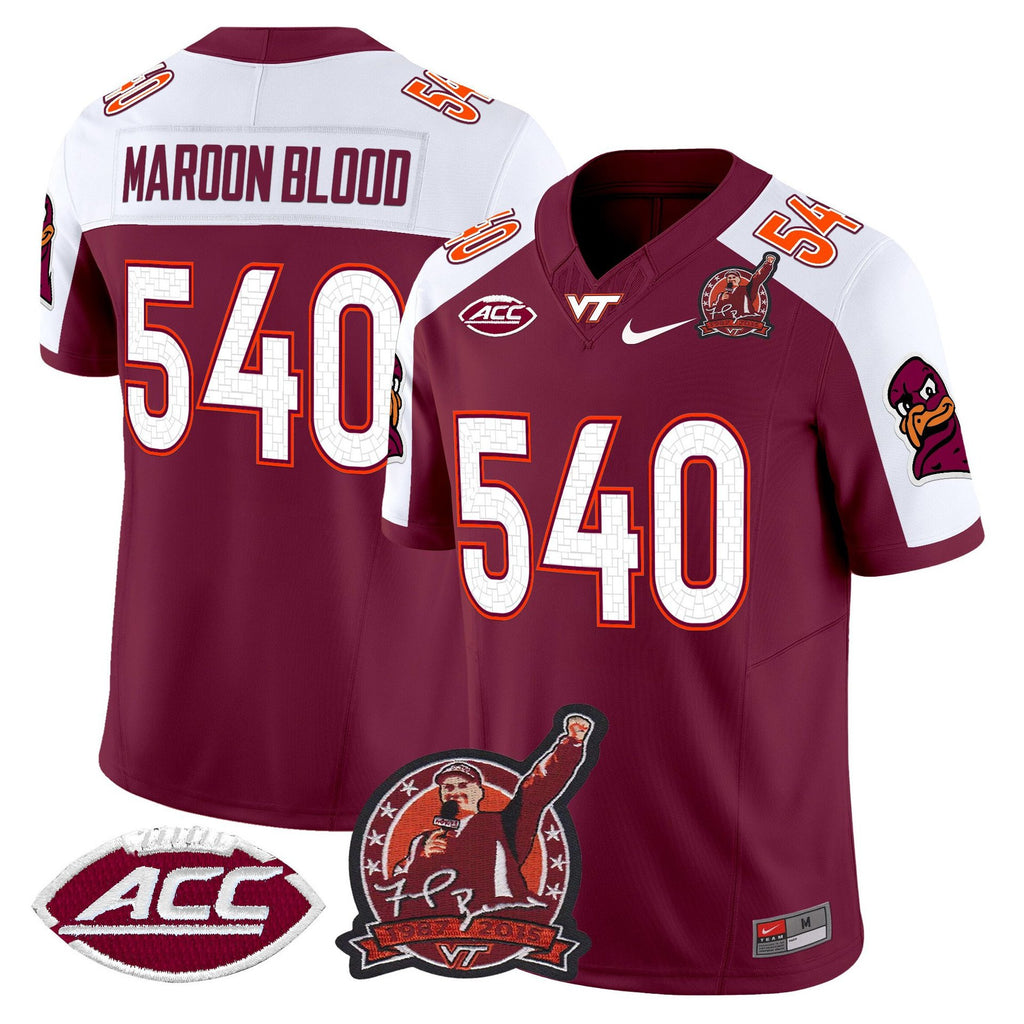 Maroon Blood Jersey #540 Virginia Tech Hokies Coach Frank Beamer 2025 Maroon Alter
