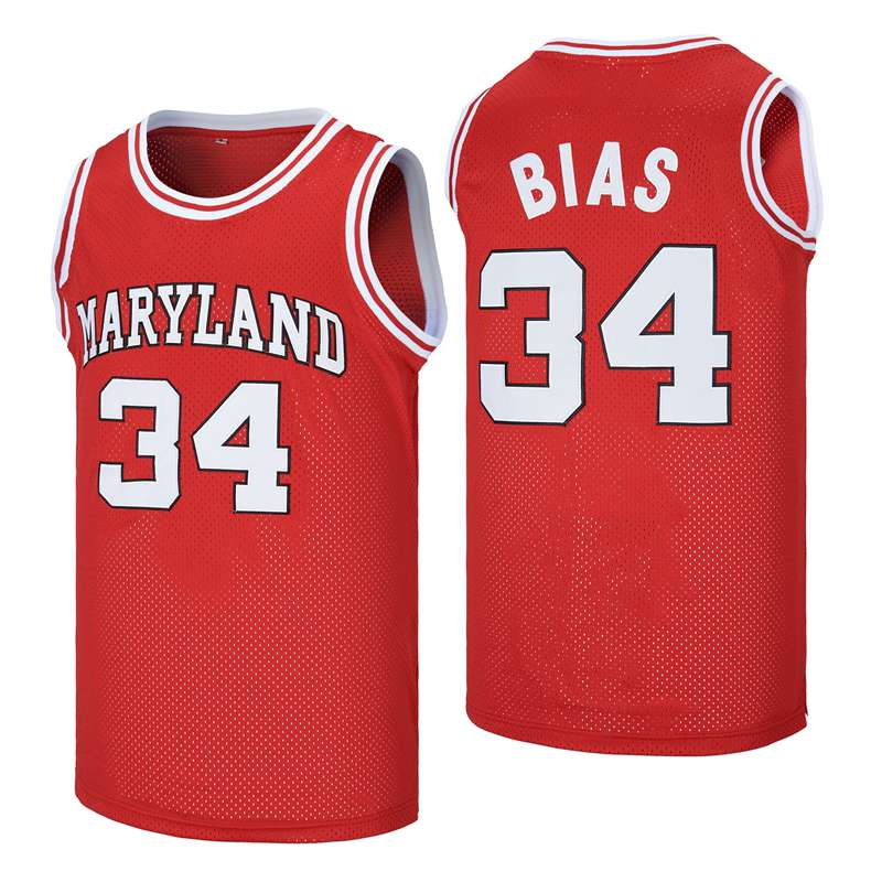 Maryland #34 Bias Movie Basketball Jersey Red