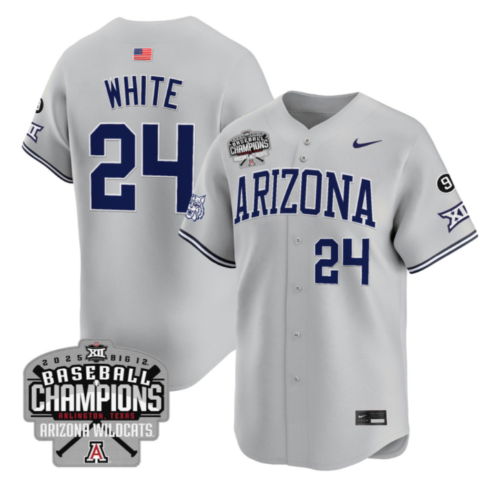 Mason White Jersey #24 Arizona Wildcats 2025 Big 12 Champions Vapor Premier Limited Stitched