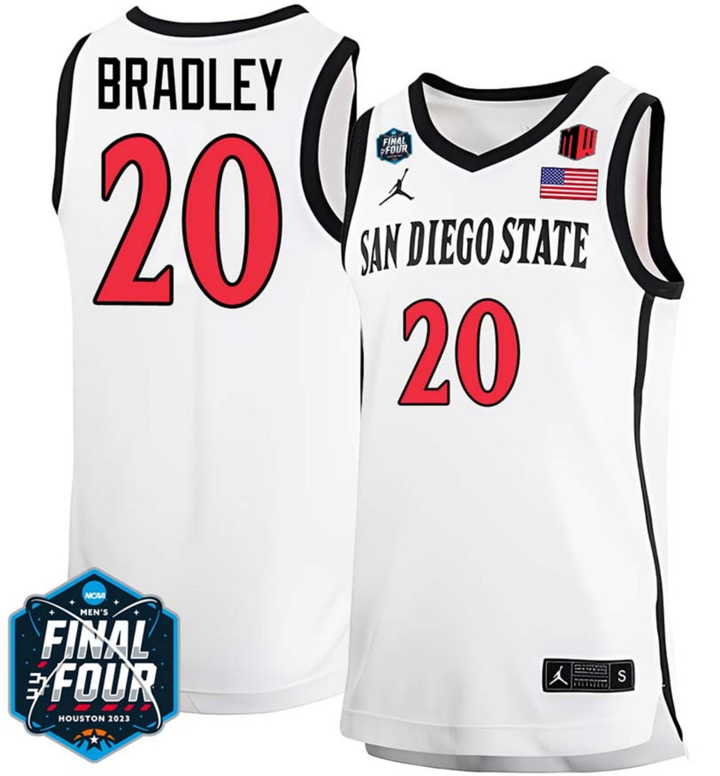 Matt Bradley Jersey San Diego State Aztecs College Basketball 2023 NCAA Final Four White #20