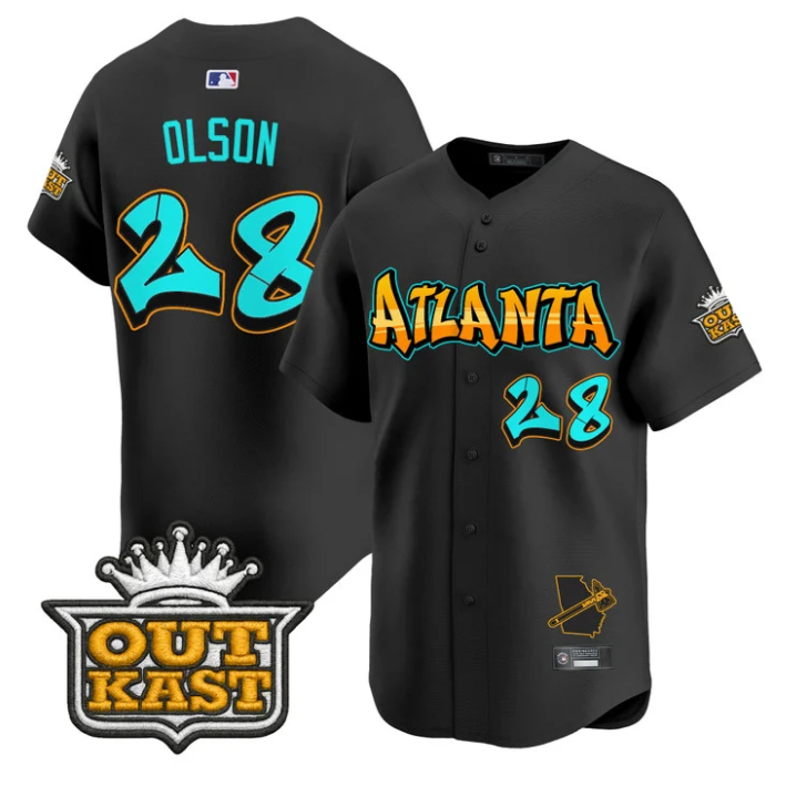 Matt Olson Jersey #28 Atlanta Braves Graffiti A-Town Edition Stitched Black