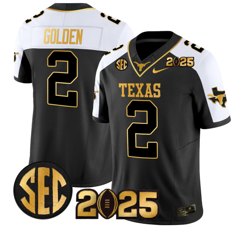 Matthew Golden Jersey #2 Texas Longhorns 2025 CFP Final Patch Alternate